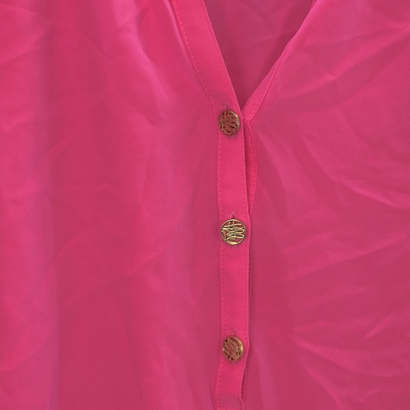 Lilly Pulitzer - women’s 100% silk Cold Shoulder long sleeve blouse pink top M - Picture 7 of 10